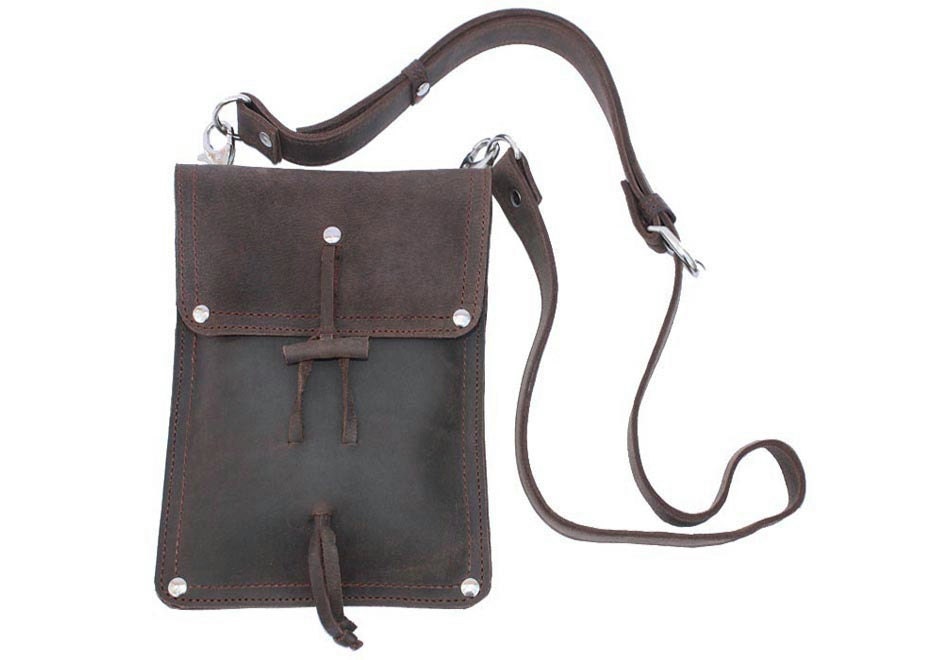 Leather Shoulder Pouch LARGE Satchel, Man Bag, Purse - Rich Chocolate Brown