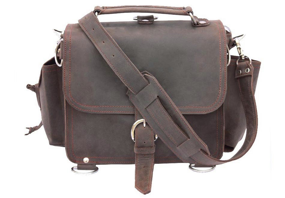 Leather Satchel Messenger Bag, Purse MEDIUM - Rich Chocolate Brown, Rustic Leather Distressed, Rugged