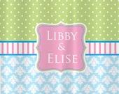Personalized Shower Curtain pink green