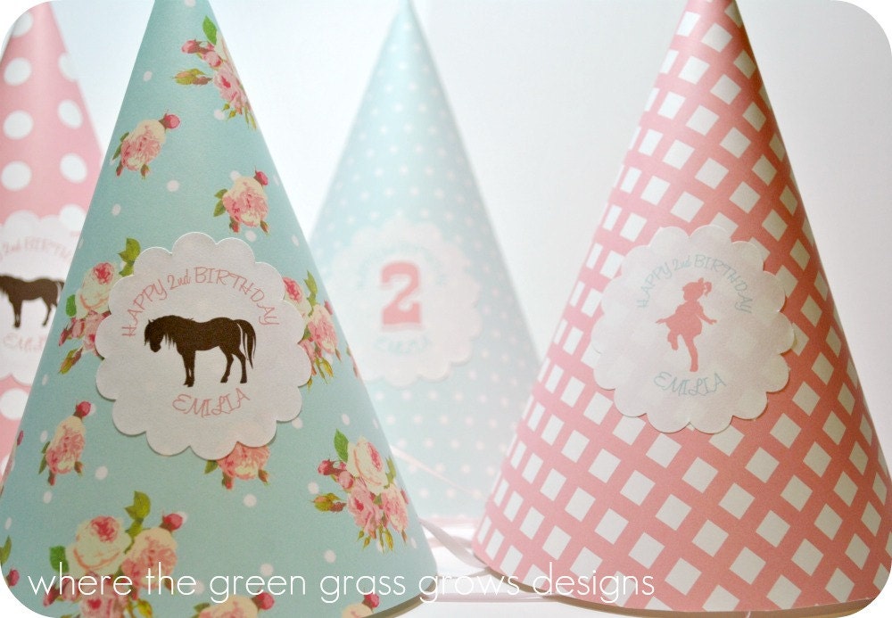 Shabby Chic Pony Party Hats
