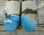 Custom hand painted TOMS: Surfing and Volleyball, I LOVE the BEACH