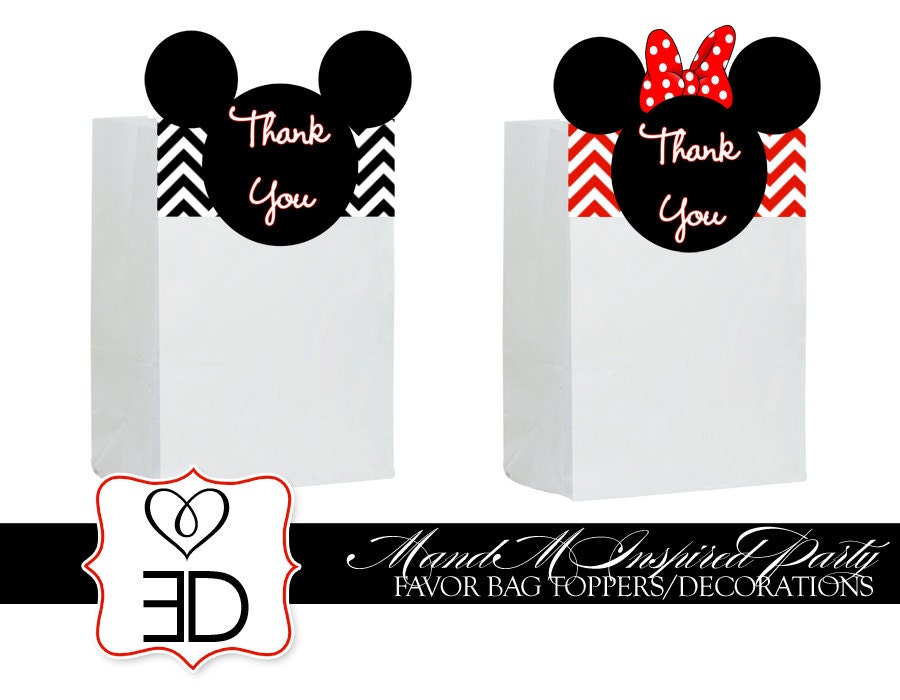 Mickey and Minnie Inspired Collection - Printable Favor Bag Topper Il_170x135