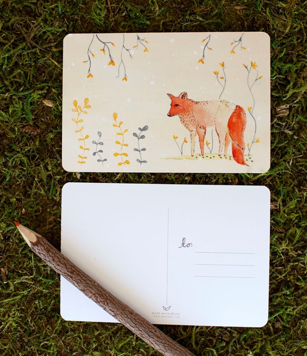 SET OF 3 // howl the fox // postcards