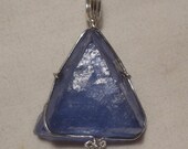 Blue Fluorite Triangle Pentant in Sterling