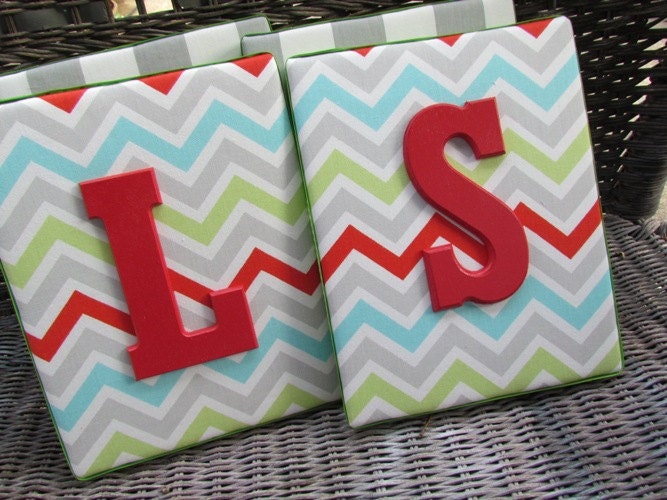 Gray Chevron Letters, 8x10  Nursery Letters, Wall Letters, Framed Monogram, Painted Letters, Wood Letters, Personalized, Monogram