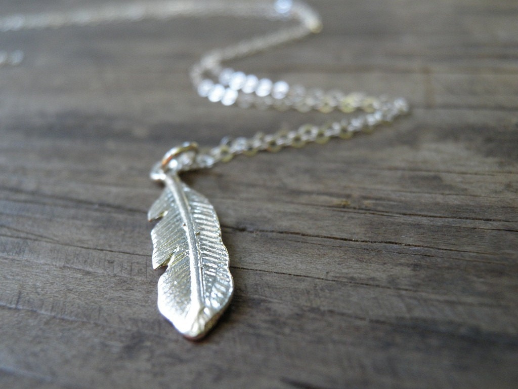 Feather Jewelry, LONG Silver Necklace, Silver Feather Necklace, Minimalist Pendant, Charm Pendant, Delicate Sterling Silver Necklace
