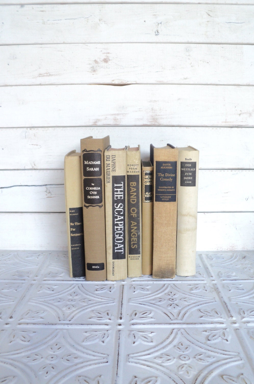 Tan & Black Books Instant Library Collection Vintage Decorative Book Bundle Photography Props Brown