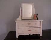 Vintage Wooden Toy Doll Dresser with Mirror - Shabby Chic - Cottage