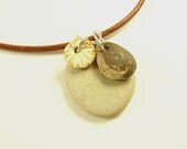 Beach Pebble Pendant Fossil Porcelain Charm