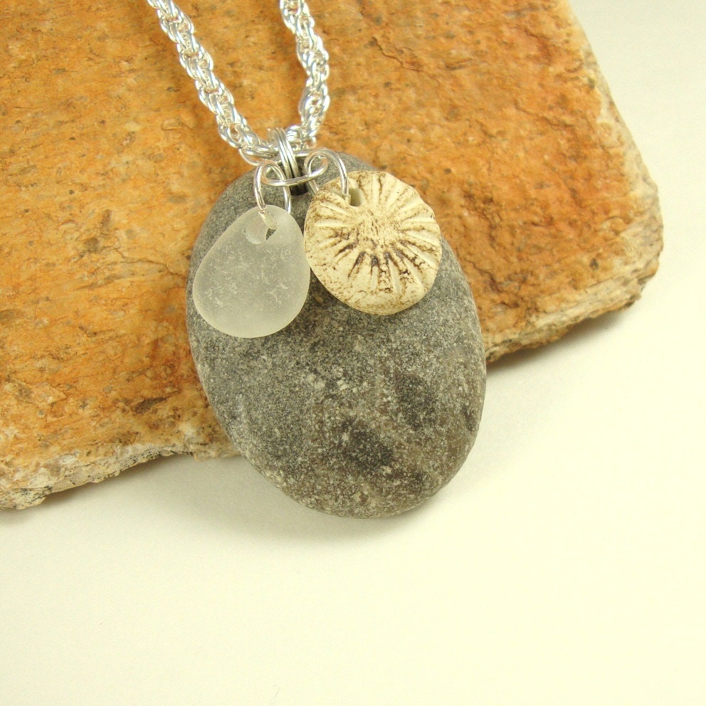 Jewelry Beach Stone Pendant Sea Glass Porcelain Charm