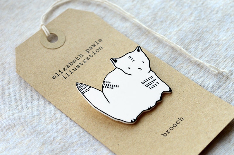 cat brooch - by elizabeth pawle - modern design - hand drawn hand cut - illustration pin badge