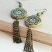 Olive Green Long Chain Earrings - Boho Jewelry, Fall Fashion