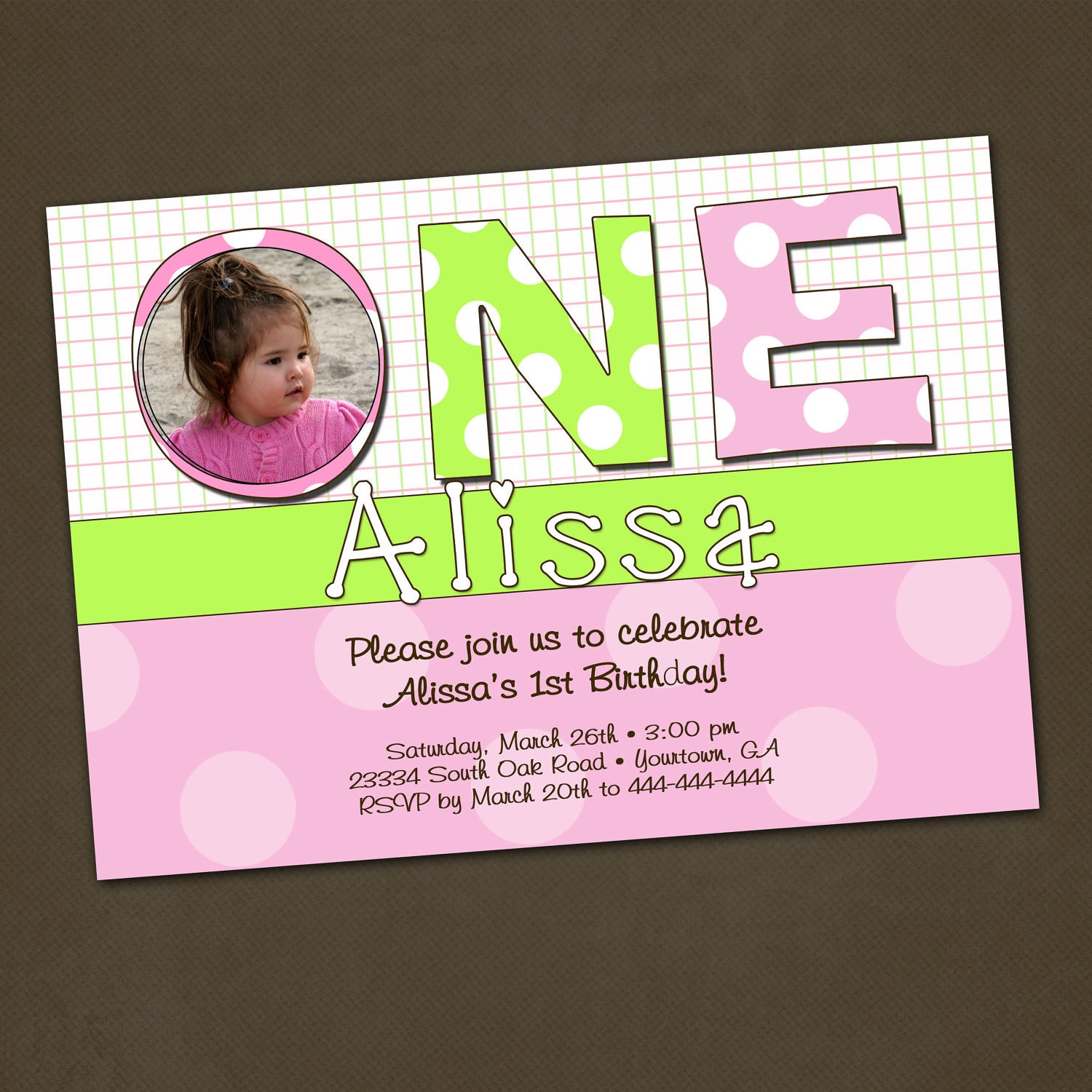 1st First Birthday Personalized Birthday Invitation DIY You PRINT
