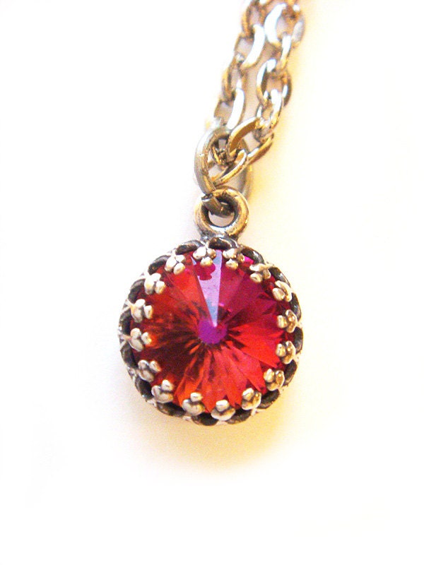 Vintage Swarovski Crystal Necklace Limited Edition Very Rare Orange Pink Gold