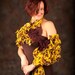 Yellow Brown Wool Flamenco Shawl. Gift under 70