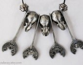 Pewter Bat Skull Necklace