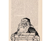 rustic christmas decor Santa Claus dictionary art print - ExLibrisJournals