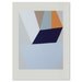 Geometric original seven colour handmade screenprint in lovely blues, greys, neutrals and orange.