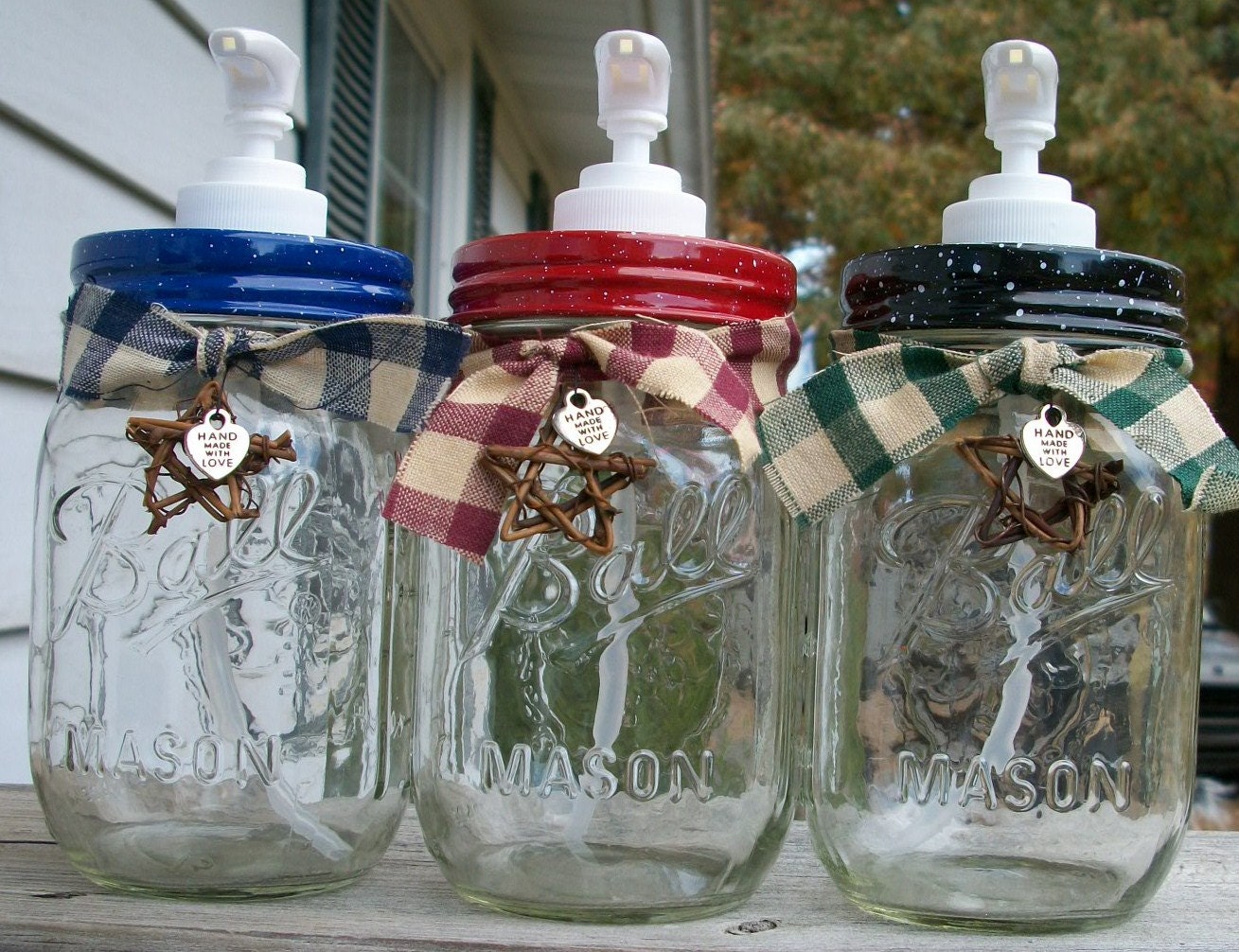 16 oz Handmade Mason Jar Liquid Soap Dispenser or Lotion Dispenser. Country Kitchen