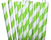 Stripe Lime Party Paper Straws - Cake Pop Sticks - Pixie Sticks - Qty 25 Il_170x135