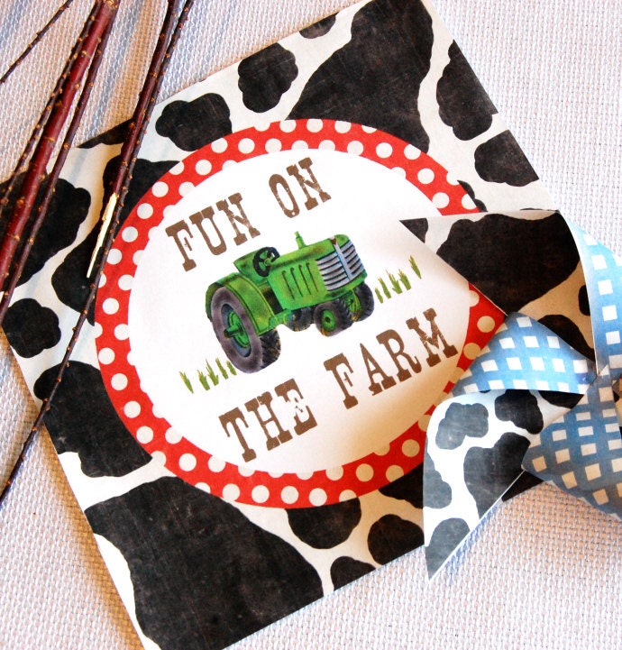 Vintage Green Tractor Full Printable Party Decor for Birthday or Baby Shower DIY Decorations by BeeAndDaisy - Instant Download Il_170x135