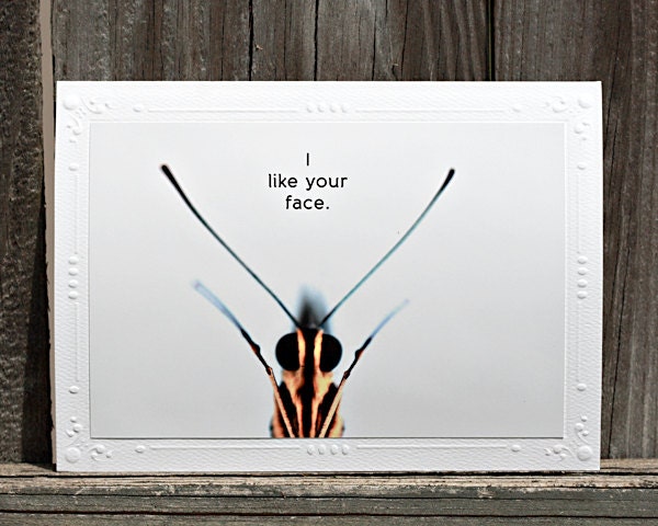 I Like Your Face Quirky Handmade Butterfly Photo Greeting Card