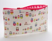 Technicolor Matryoshka Dolls on White - Kawaii Zipper Pouch