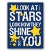 Song lyric typography for kids wall art. Look at the stars print nursery artwork. Custom colors available navy and blue 5x7 print by WallFry