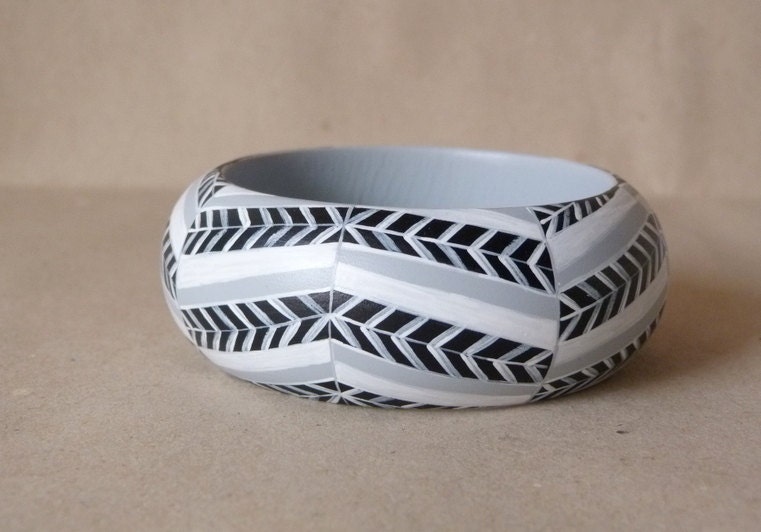NEW  The deconstructed chevron handpainted wooden bracelet