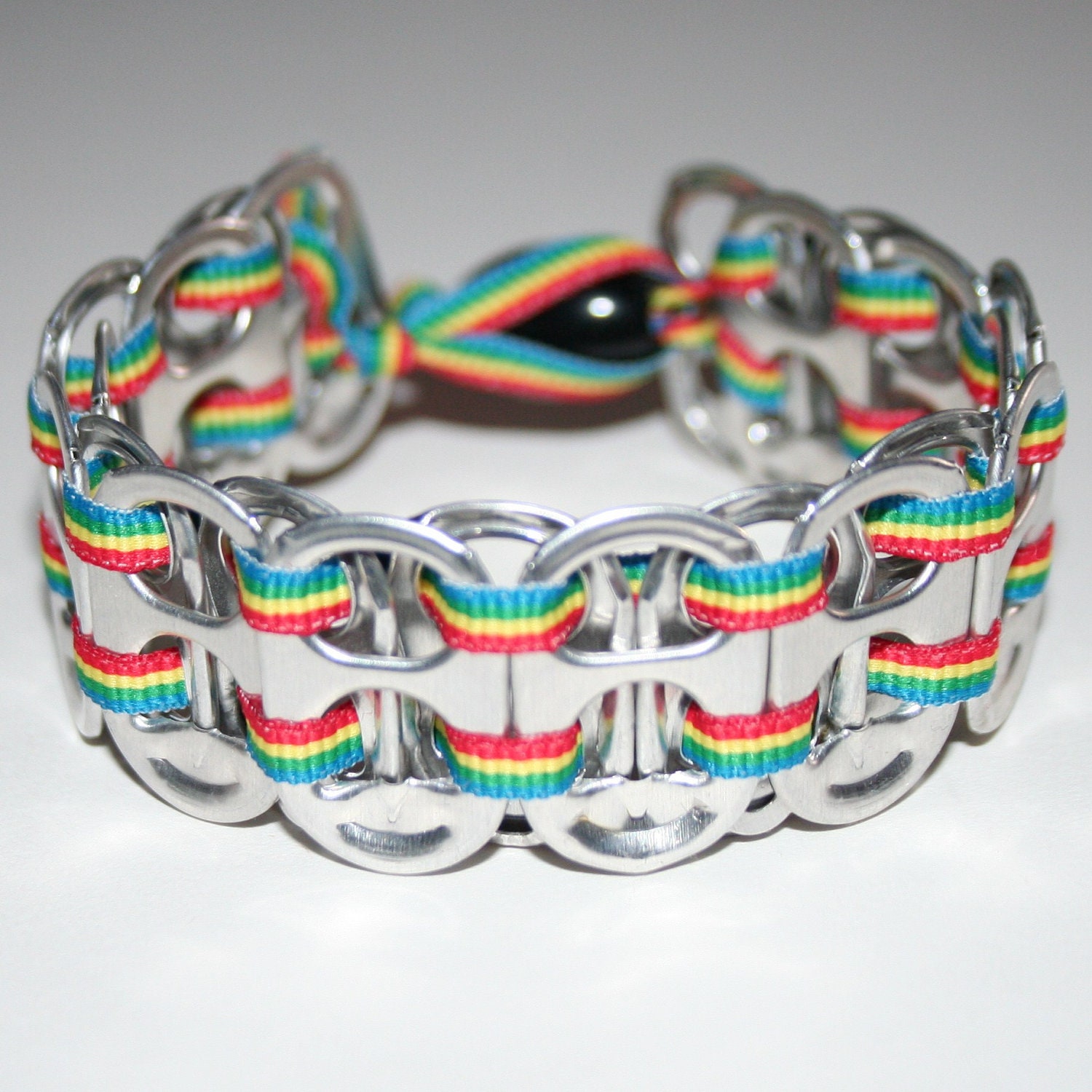 Rainbow Pop Can Tab Bracelet With Thin Ribbon By EclecticKel