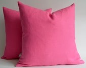 Sukan / 1 Pink Linen Pillow Cover - Decorative Linen Pillows - Custom Pillows - Linen PIllows - Cushion Cover - 24x24 Pillow Cover