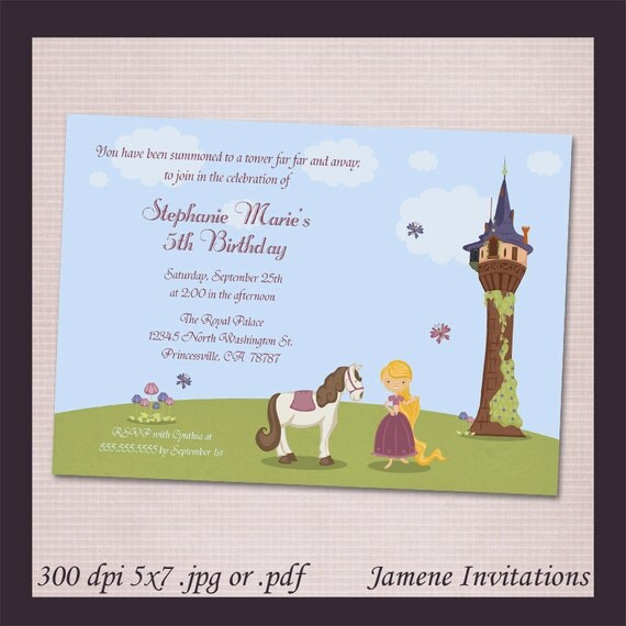 Rapunzel girl's Birthday Party Printable Invitation - Print your own Il_570xn