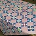 Antique Quilt, Oriental Puzzle Pattern, Postage Stamp, Double Pinks, Early 20th Century, Twin Double Size, Excellent Vintage Condition