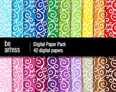 Swirls Digital Paper Pack - 42 swirls papers/ 12x12 inches or 8x11 inches(A4) - RMP7001