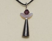 UU Chalice Pendant - Purple Flame with antiqued silver