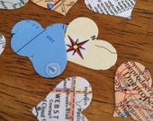 novel wedding confetti - set of 500 heart shaped confetti hand stamped from a vintage world atlas