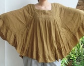 Mustard Yellow Butterfly Effect Yellow Cotton Blouse, yellow blouse