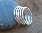 Silver Stacking Rings Set of Five Fine Silver Jewelry Skinny Bands