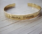 Hakuna Matata hammered brass cuff