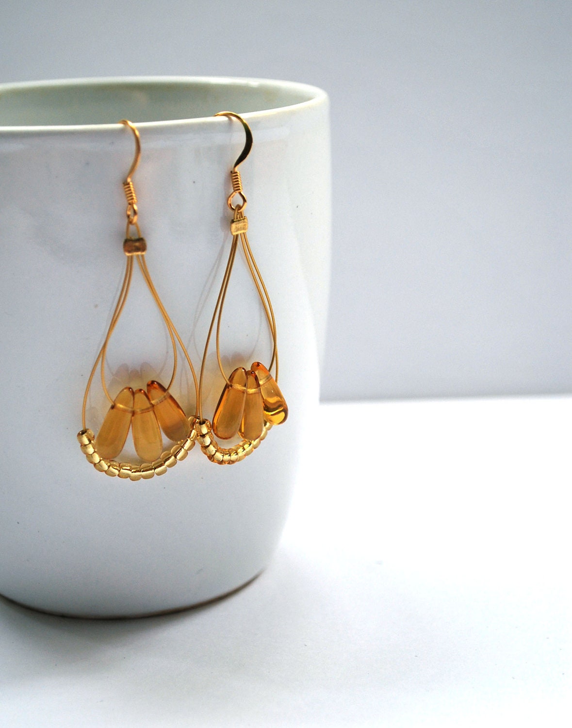 Gold Beaded Earrings