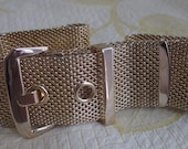 Vintage Wide Gold Metal Mesh Belt Small