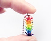 Sturdy Rainbow Necklace Hard Sealed Miniature Origami Cranes