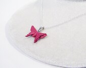 Sparkling Ruby Red Origami Butterfly Necklace Origami