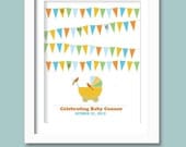 PRINTABLE Guestbook for Baby Shower- Bunting Celebrations - 16X20, Guest Book for Nursery, Baby Gift
