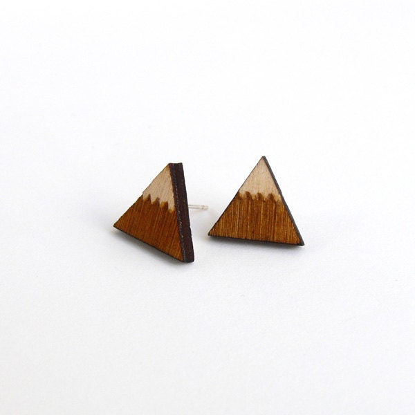 Wooden Mountain Stud Earrings