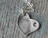 Custom Fine Silver Fingerprint Imprint Heart with Initial