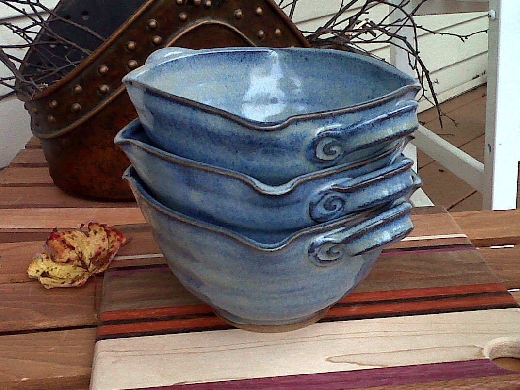 Squared Serving Bowl with Handles in Cobalt Blue EACH ONE UNIQUE
