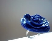 Cobalt Blue Flower - Adjustable Ring