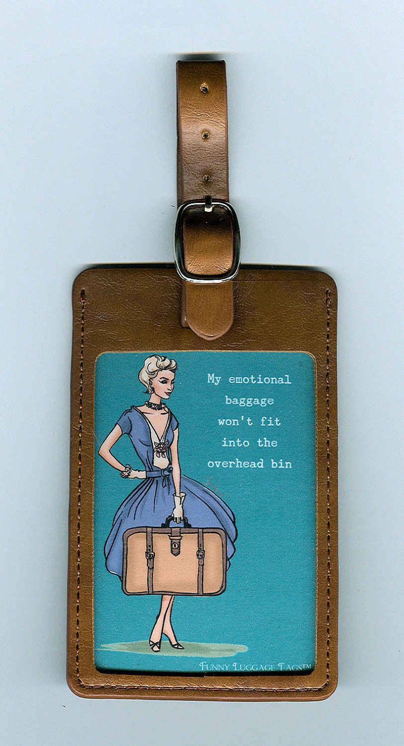 LEATHER Funny Luggage Tag My by FunnyLuggageTags on Etsy