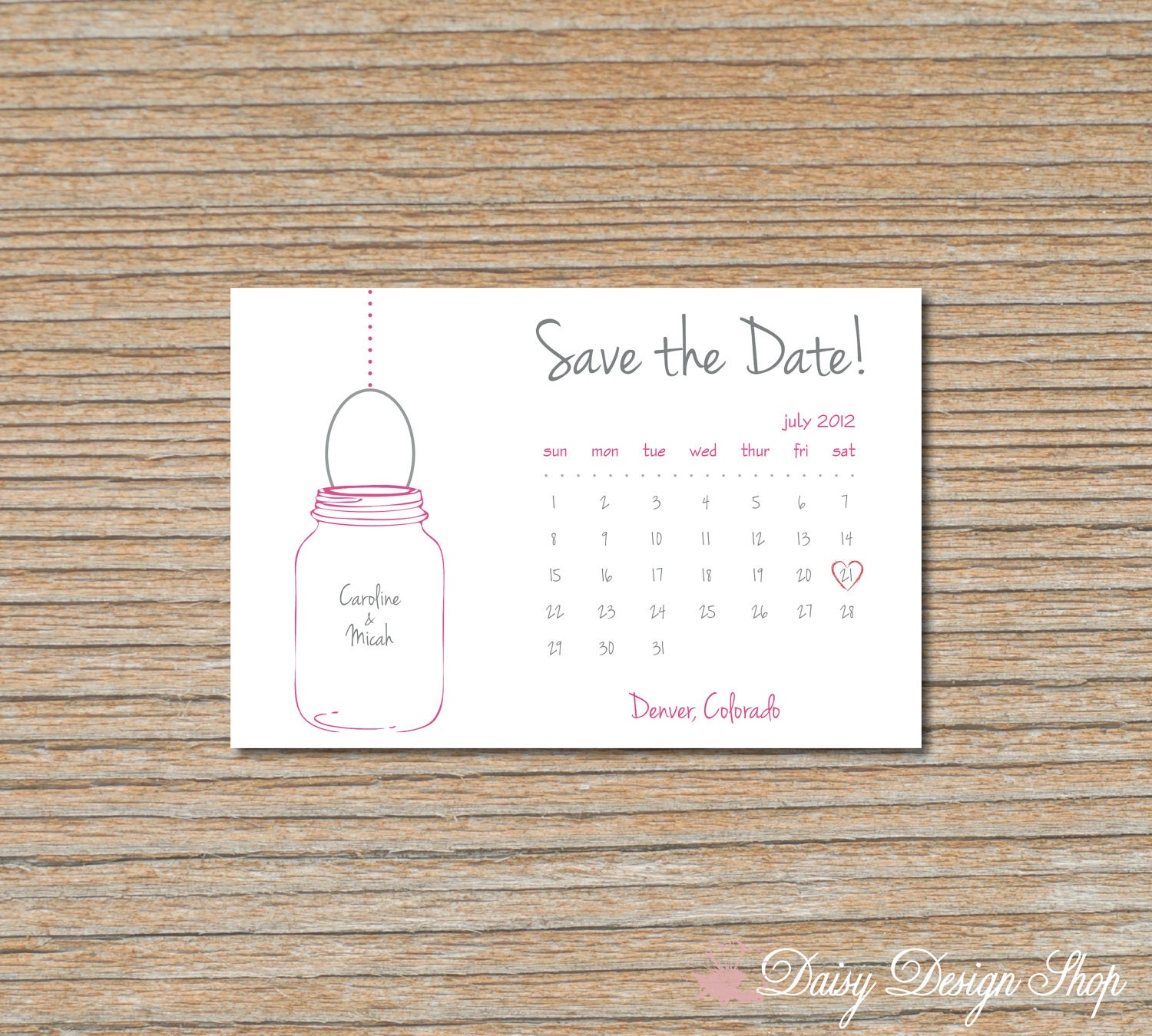 Save the Date Card - Mason Jar and Calendar